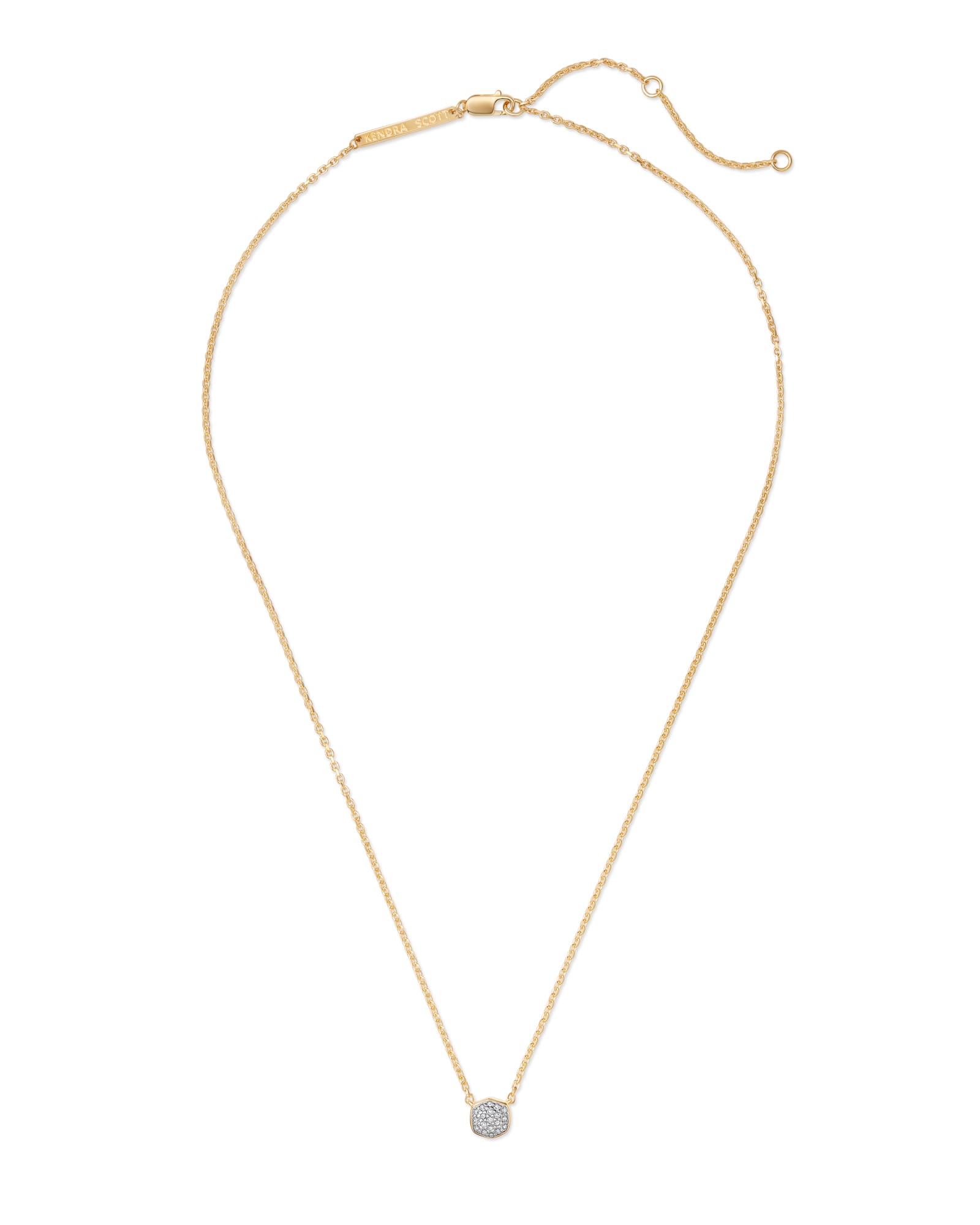 Davie 18k Gold Vermeil Pave Pendant Necklace in White Diamond